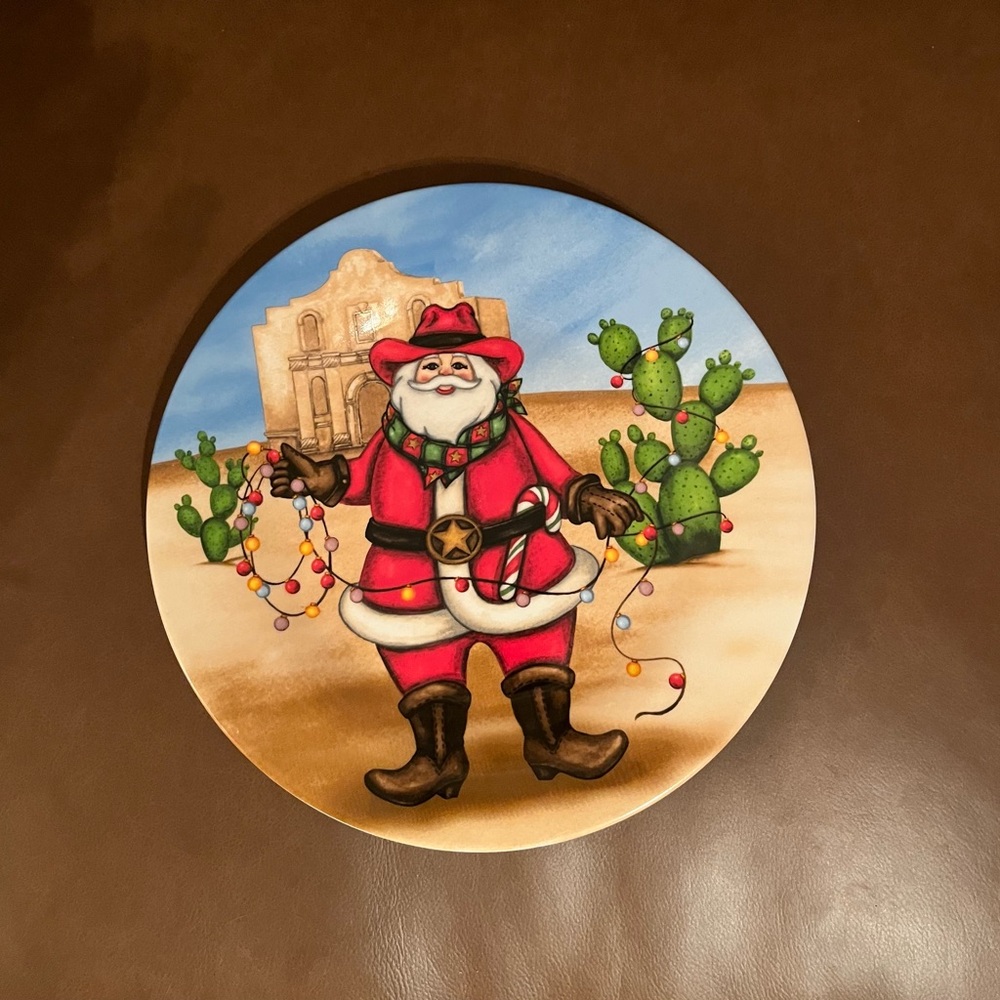 Holiday Market Cowboy Santa Claus Plate